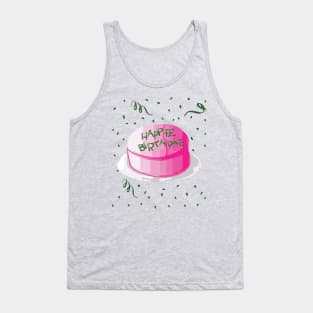 Birthday quotes happee birthdae pink and green frosting birthday cake Tank Top